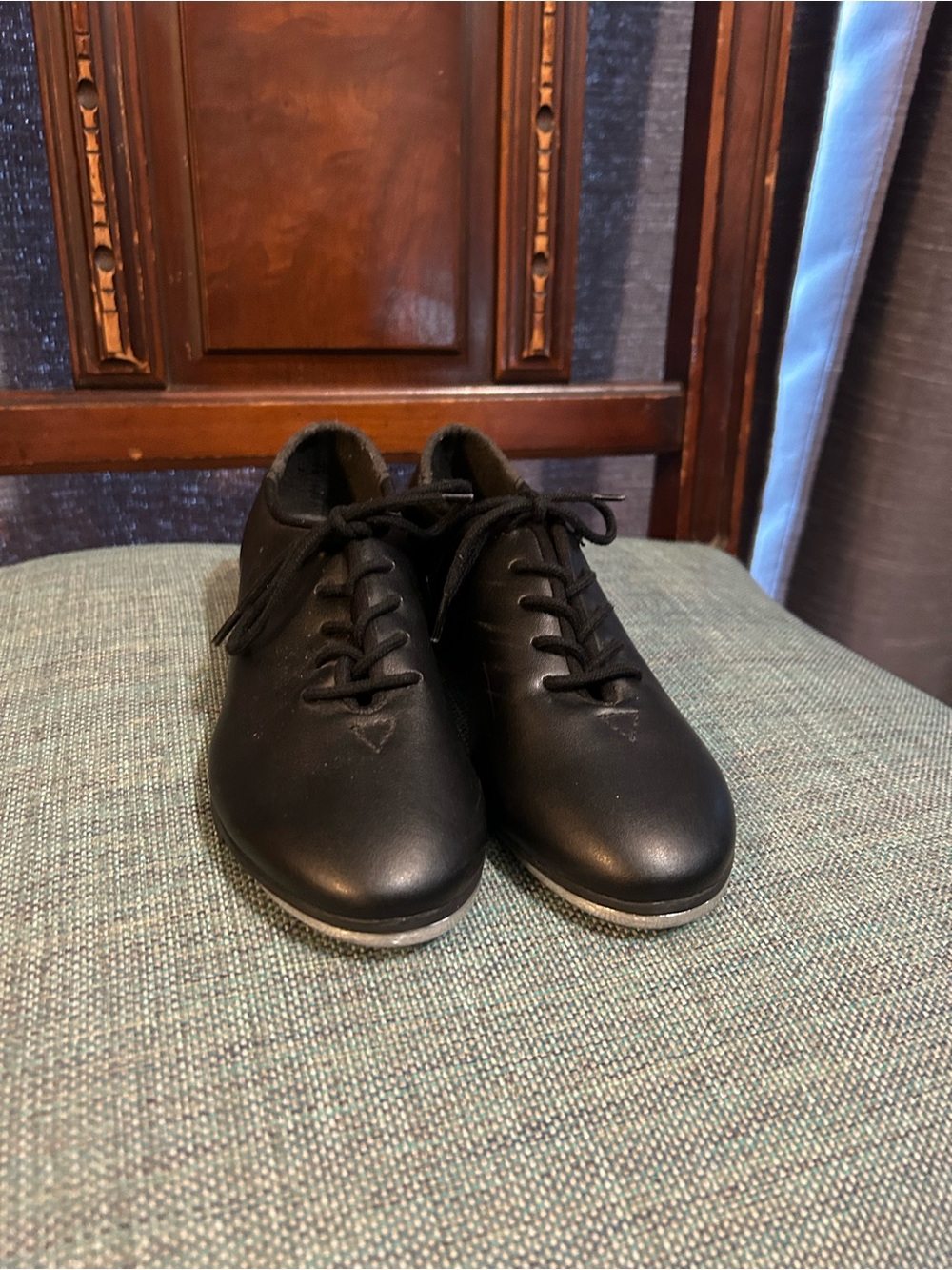 Kids Black Tap Dance Shoes - Classic Lace-Up Size Small Kids 12.5